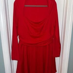 Elegant Red Dress - Built In Shapeware